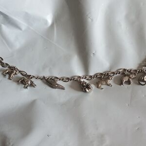 Vintage Sterling Silver Animal Charm Bracelet